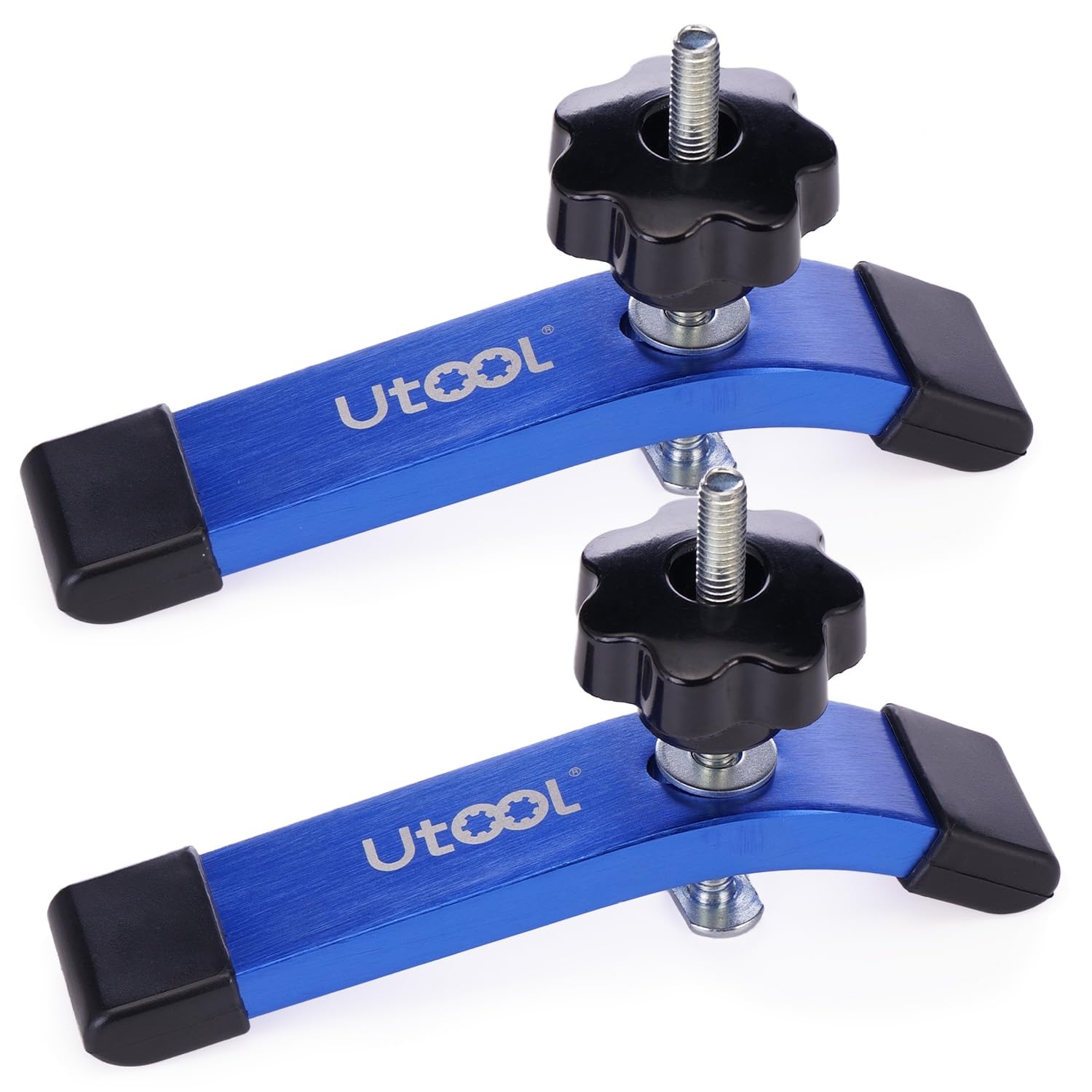 UTOOL 2 Pack T-Track Hold Down Clamps Kit with 3-1/2" T-Bolts, 6-1/3" L x 1-1/5" Width, Heavy Duty Anodized Clamps for Woodworking, Starlight Blue