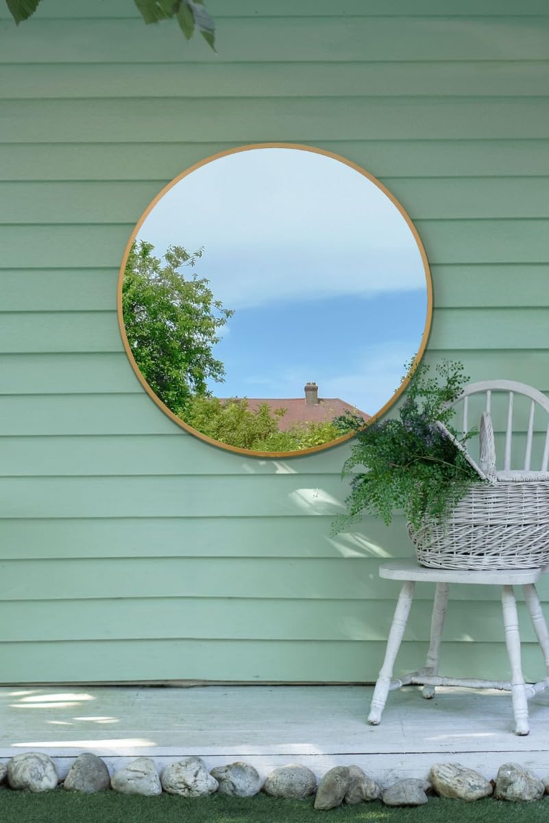 Miroir de jardin rond Fenestra MirrorOutlet pour illuminer une terrasse ou un balcon