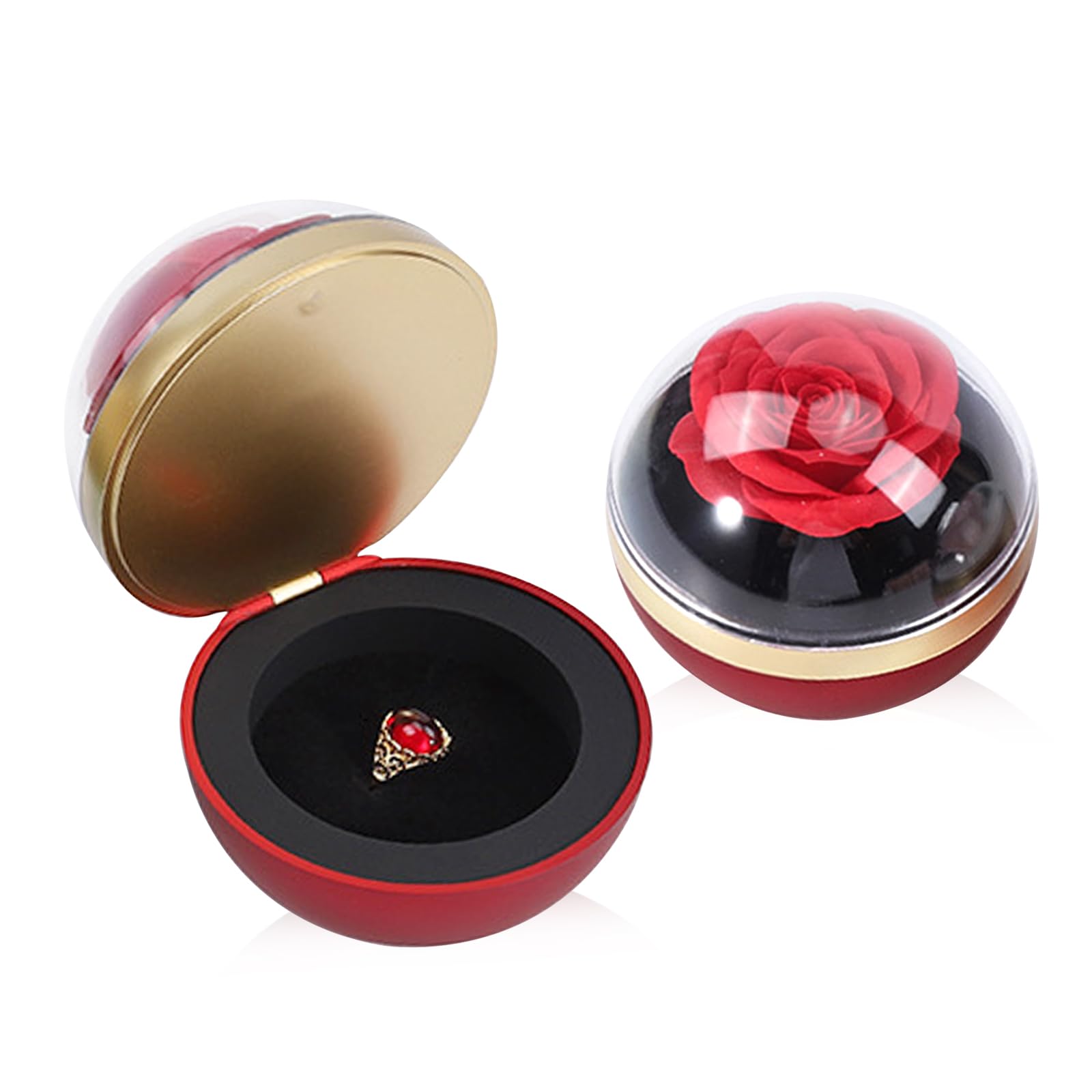 Boîte à bijoux rouge en velours pour bagues et boucles d'oreilles
