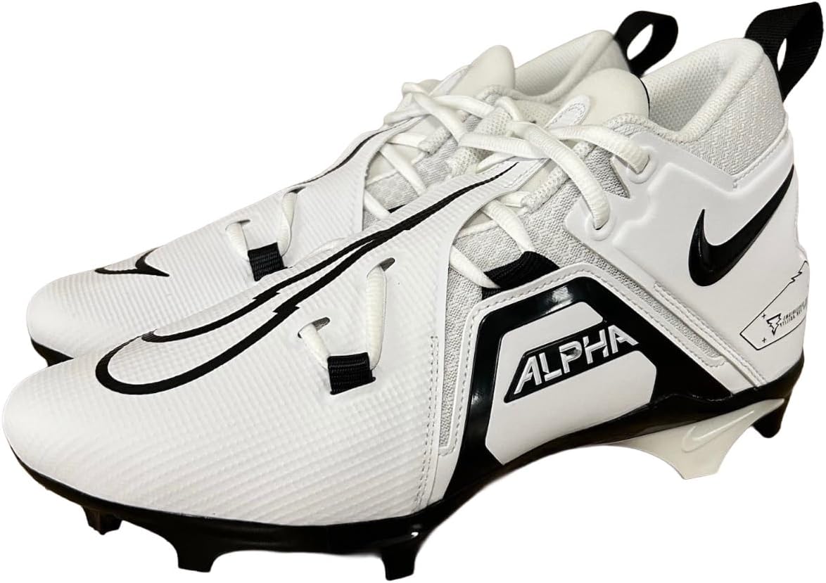 Nike Alpha Menace Pro 3 Mid Men's Football Cleats White Black CT6649-100 Size 14.5 Medium US