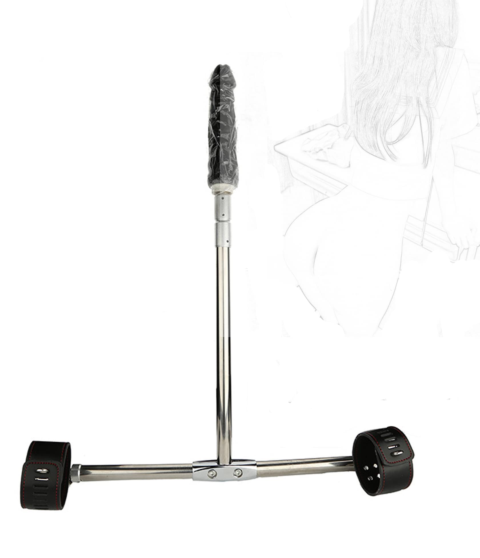 Spreizstange Edelstahl Mit Fußfesseln Und Dildo Fesseln Set Erotisches Bondage System Fickmaschine Verstellbarer Spreizer BDSM Sklave Fetisch Sexspielzeug For Paare