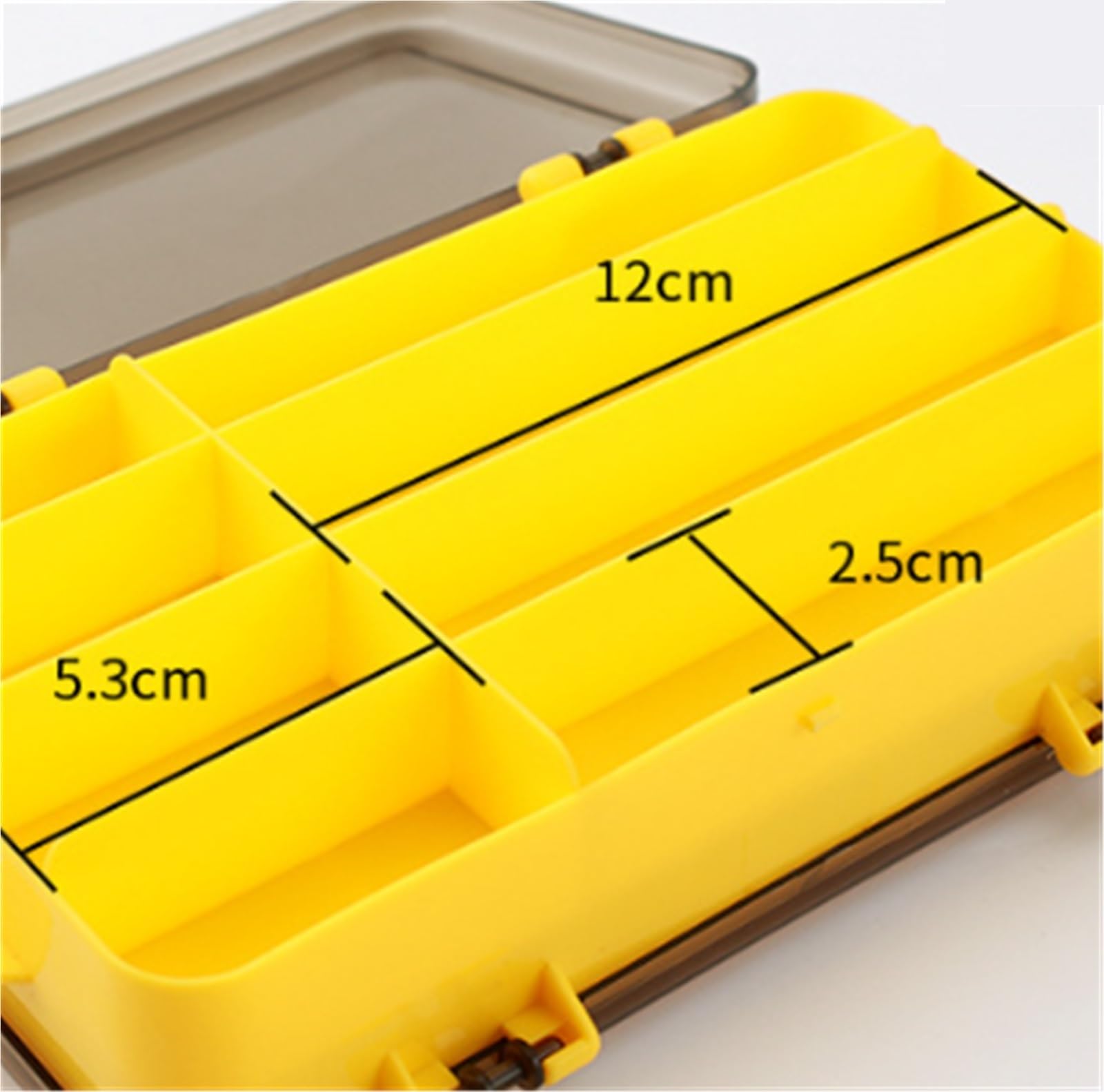 Angelkoffer für Zubehör Angelgerät Boxen Tablett Lagerung Box Kunststoff Behälter for Salzwasser Süßwasser Angelbox für Gummifische(Yellow)