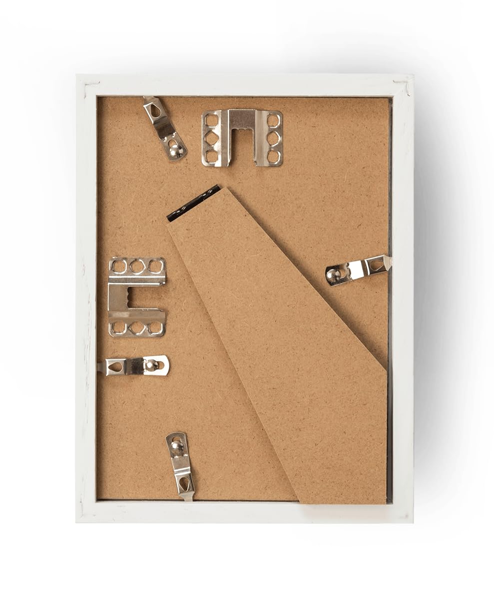 Framelane Set van 2 fotolijsten A4 Wit - FSC-gecertificeerde eikenhouten lijst met passe-partout - Fotolijst met krasbestendig en onbreekbaar acrylglas - Tafel- en wandmontage - Hoogwaardige lijst
