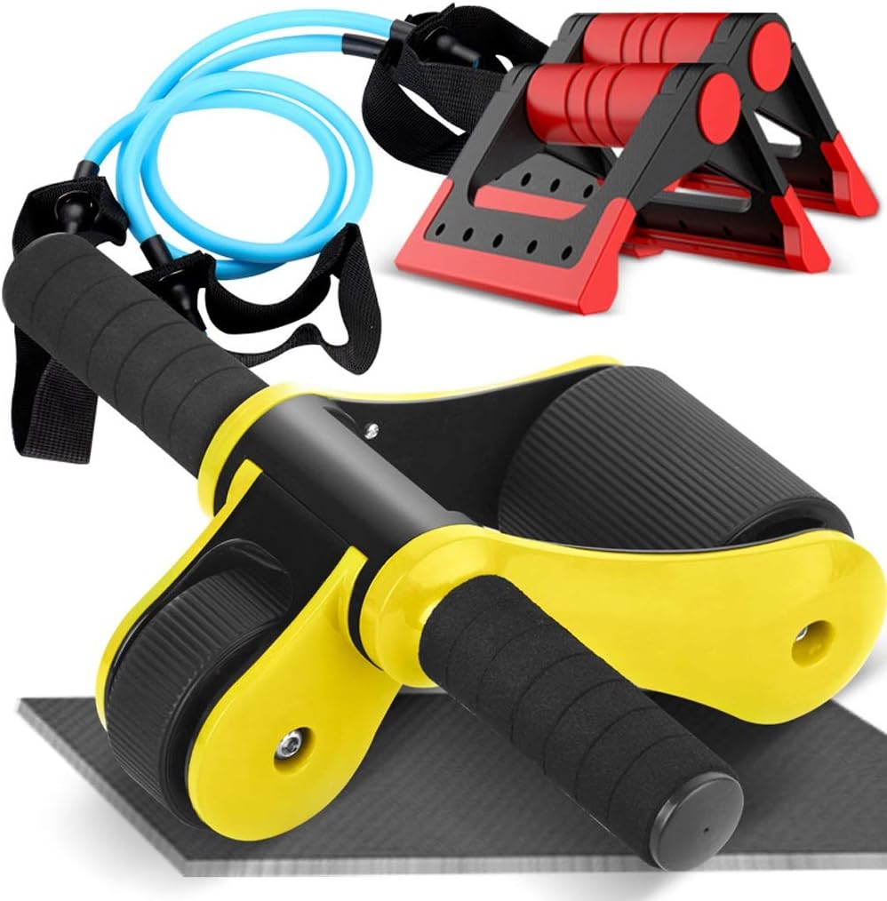 Abdominal Wheel Hassock Pull Rope Folding Push Ups 4 Piece Set Motion Roller Portable Work Out Abdominal Muscle Wheel Fitness Equipment