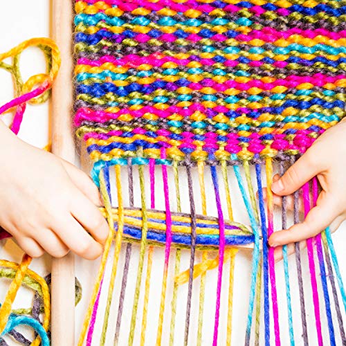 image for WILLBOND 7 Pieces Wood Hand Loom Stick Set, Include 5 Pieces Wood Weav