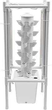 Hydroponic Growing System 30 Pods - Vertical Hydroponics Tower with 10L Water Tank Garden Hydroponics Growing System Aeroponics Growing Kit for Herbs Fruits and Vegetables (White)