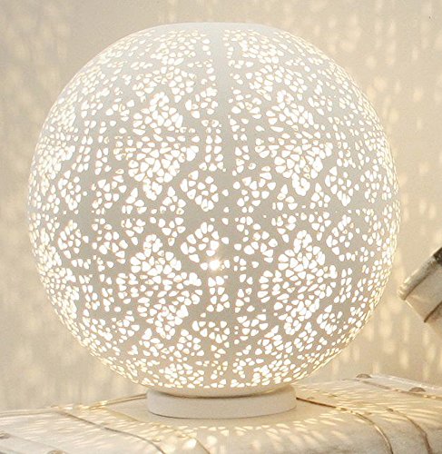 Preisvergleich Produktbild Tischlampe Kugel Metall Weiss,, max. 40 Watt