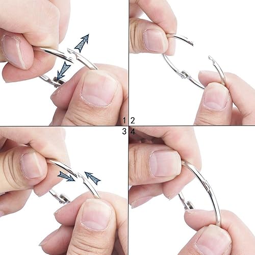 Miniatura 3 de 3 pulgadas (paquete de 12) anillos de libro de hojas sueltas, con metal niquelado para llaves y tarjetas de índice, para escuela, hogar u oficina,