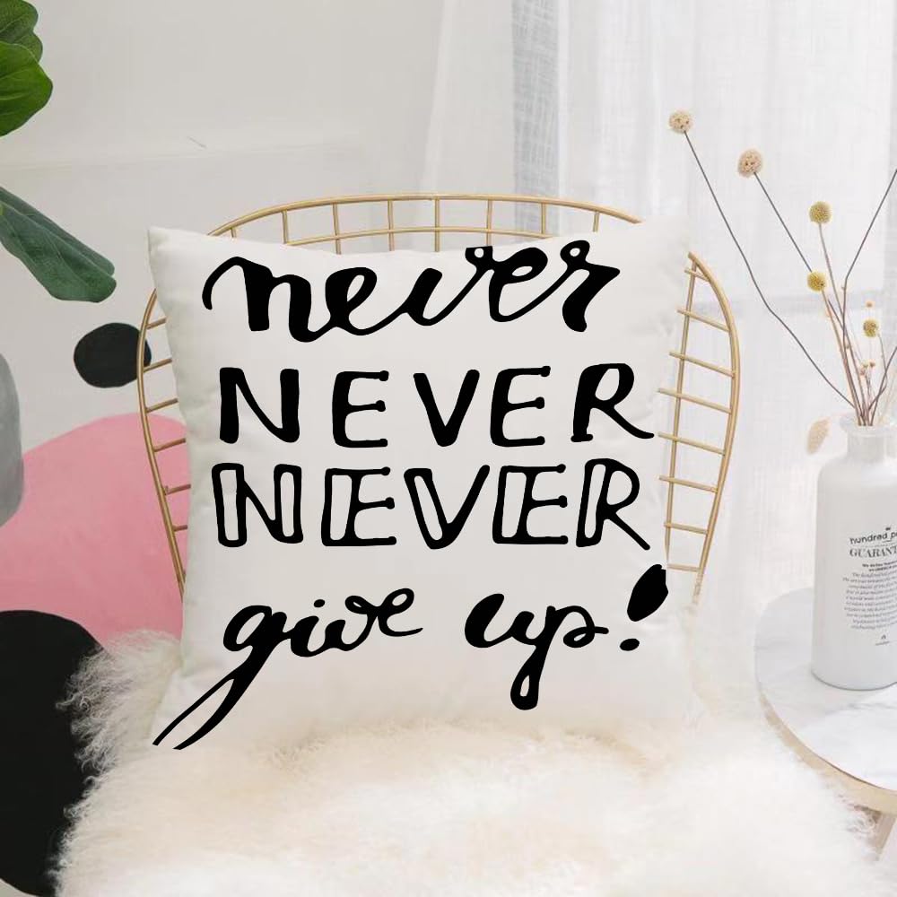 HYOSXW Cushion Cover,Throw Pillow Case Home Decorative for Living Room Bedroom Sofa Chair 16X16 Inch,Quote, Never give up the phrase with different Motiv typographic designs,Pillowcase 40X40cm