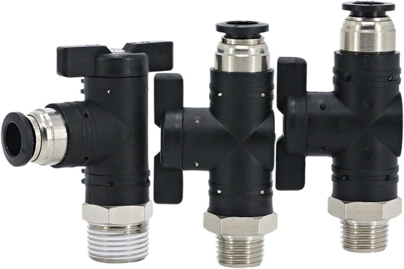 1PCS hand valve throttle BC BL elbow wind speed control adapter 6mm 8mm 10mm external thread PT 1/8 1/4 3/8 1/2 black pneumatic valve(BUC10mm,02)