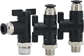 1 Uds válvula de mano grifo de acelerador BC BL codo adaptador de control de velocidad del viento 6mm 8mm 10mm rosca externa PT 1/8 1/4 3/8 1/2 válvula neumática negra (Color : BUC8mm, Size : 03)