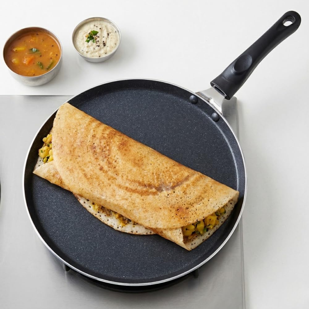 Sigma Dosa Tawa 2.6 mm Thick | Non Stick Cookware | Gas Stove Compatible | Bakelite Handle | Black (26.0 Centimeters)-image-25