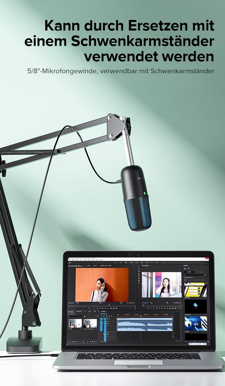 KO-Star M-630S USB Gaming Mikrofon RGB – Nierencharakteristik, Touch-Stummschaltung, Plug & Play, Metall-Pop-Filter, Verstellbarer Winkel, 2 m Kabel, USB-C/USB-A