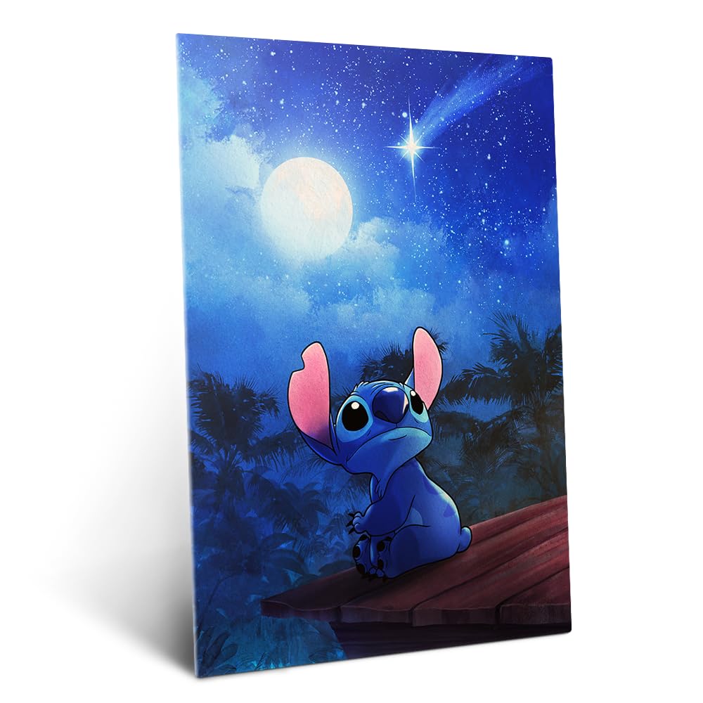 Displate Affiche Métallique Disney Stitch - Hawaii Chill - Stitch Shooting Star - Déco Maison Chambre - Cadeau - Decoration Murale Salon Metal Poster 32 cm x 45 cm