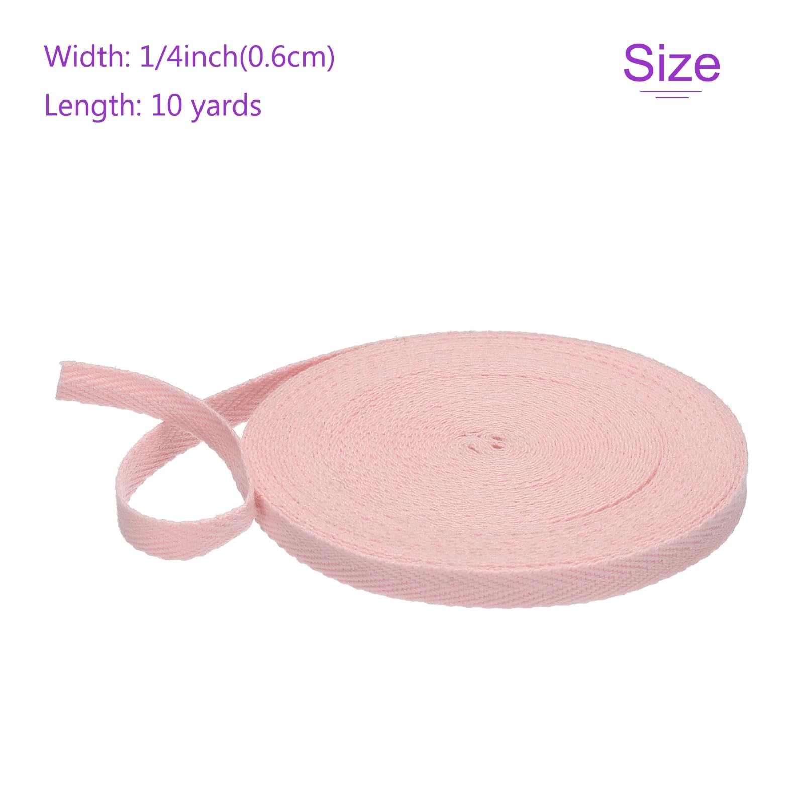 DMiotech 1/4"(0.6cm) 10 Yards Cotton Twill Tape Cotton Ribbons Bias Binding Tape Herringbone Tape Ribbons Pale Pink for DIY Crafts Clothes - Image 3
