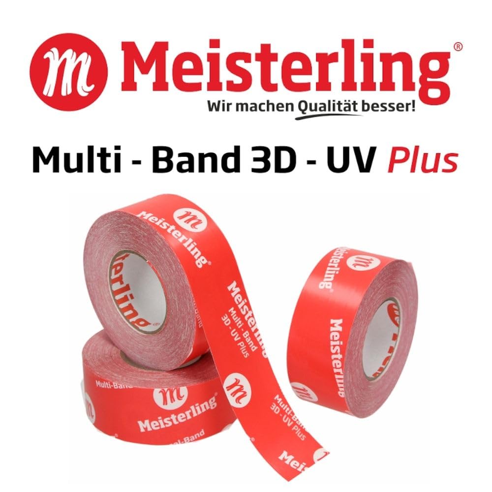Multi - Band 3D - UV PLUS rot - von Hand reißbar - flexibles Hochleistungs-Klebeband für Dampfsperren & Dampfbremsen etc. (2, 60mm x 40m)