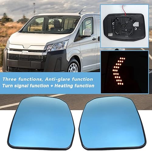 Miniatura 1 de 2 unids calentado con señal de giro antimareos espejo de visión lateral azul gafas reemplazo para 2020 Toyota Hiace 300 tipo 6 espejo retrovisor