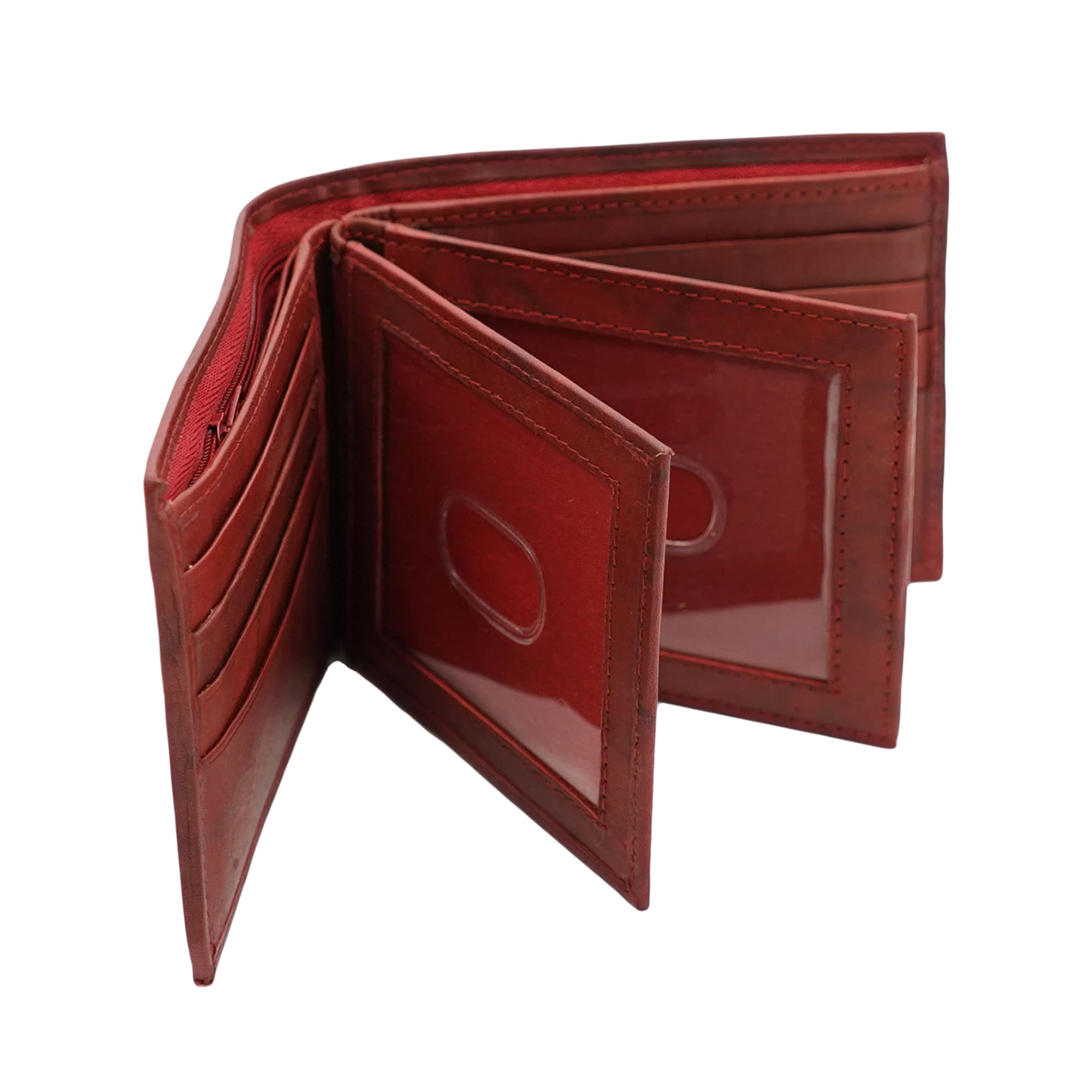 A|G WALLETS PREMIUM LEATHER PRODUCTSAG Wallets Bifold Leather Wallet for Men - Men’s Wallet with Double Center Flap & 3 ID Windows - Compact Wallet for Men - Cash Wallet with 12 Card Slots & 2 Billfold Compartments - Burgundy