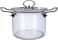 Vista 9 de ABHOME - Olla de vidrio con tapa, resistente al calor, acero inoxidable, doble asa, cristalería para cocinar, cacerola transparente para sopa