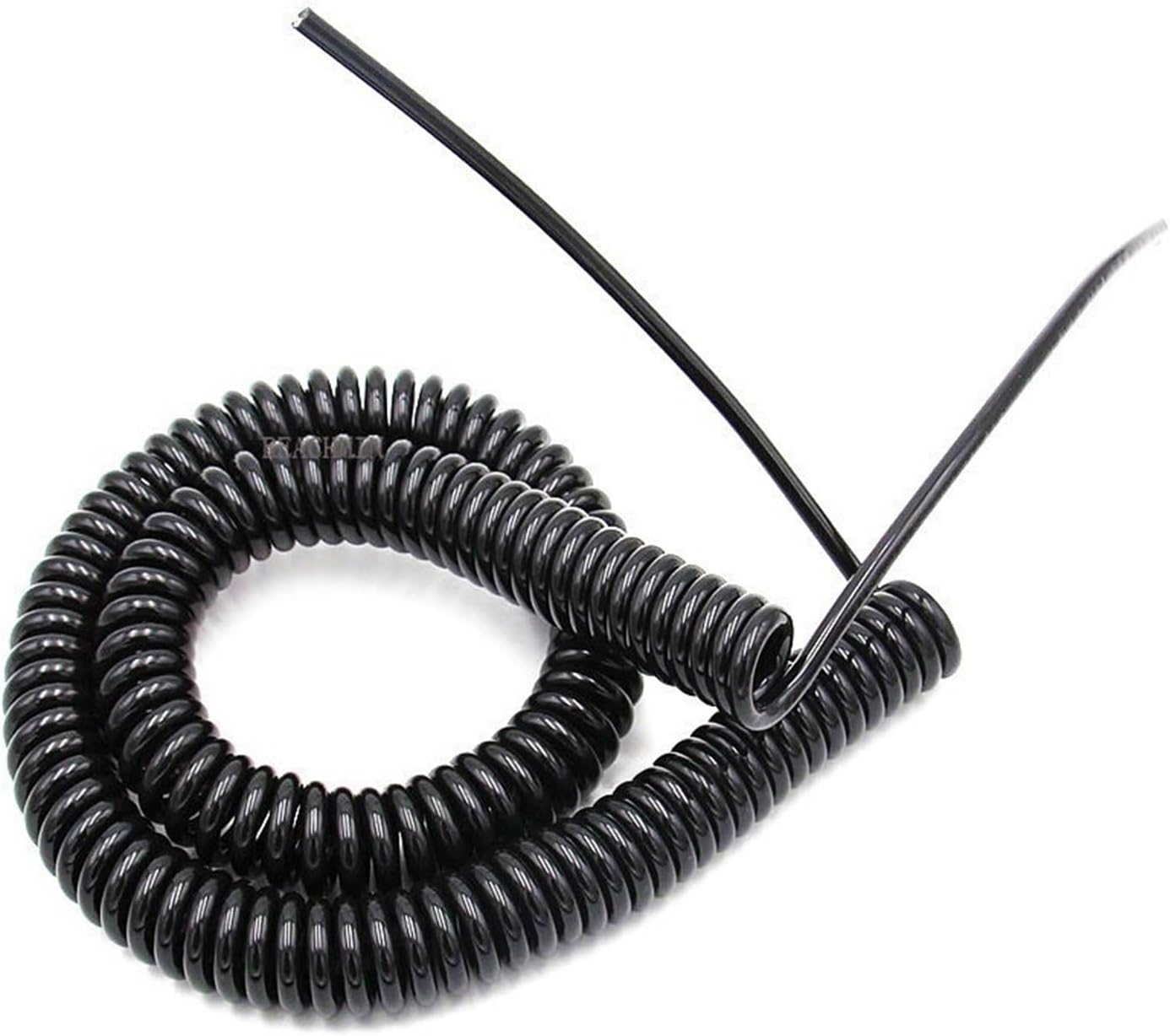 Coiled Spiral Power Cord, Coiled Mains Flex Curly Spring Cord, 3 Core Spiral Power 0.5mm Square Extensible Wire Electric Cable(Line Length 7.5 Meter 3 core 14AWG)