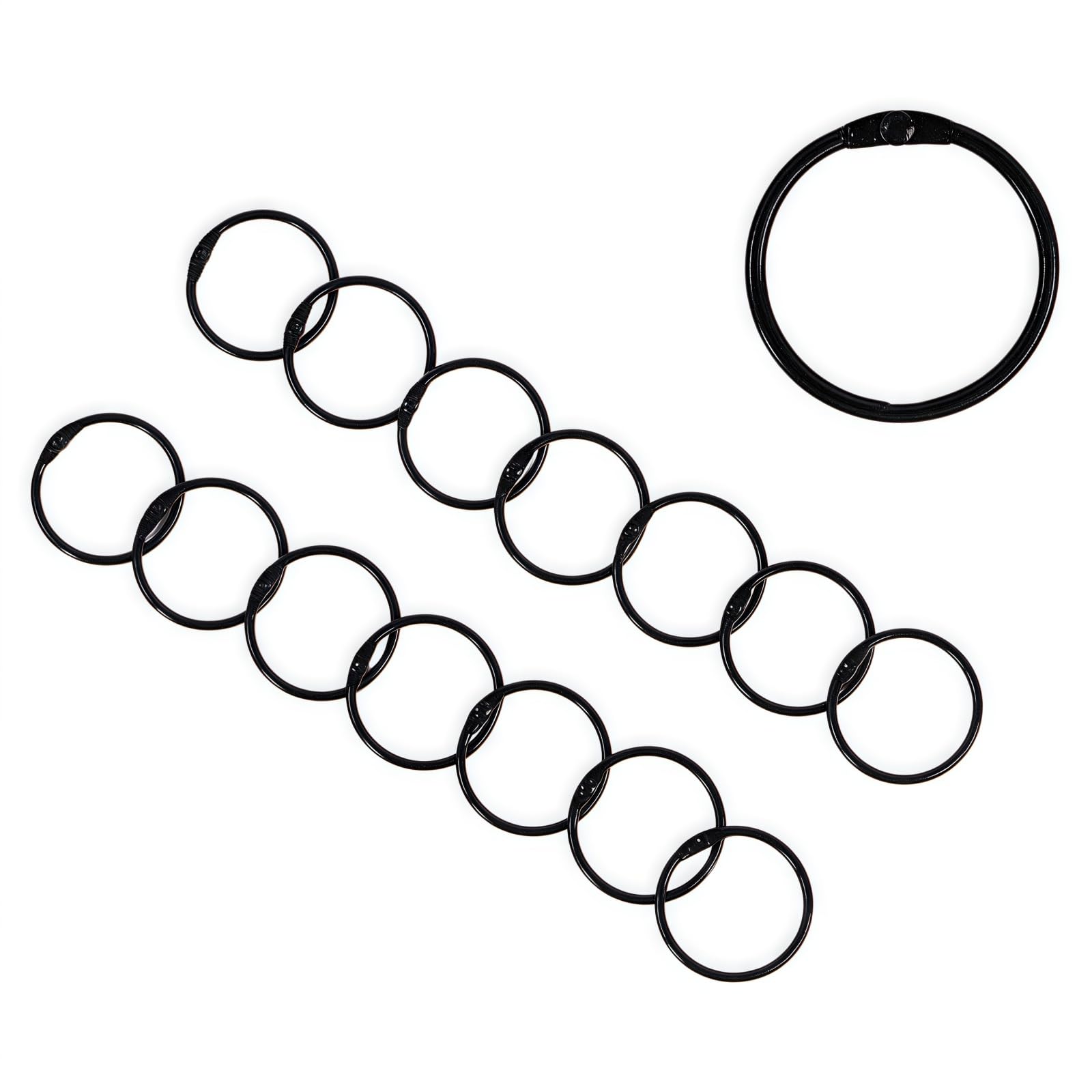 YDHSIKK Metal Book Rings, Pack of 40 Multicolor Metal Binder Rings, 1 Inch for Flashcards, Index Cards, Keychains(Black - 1Inch/25mm)