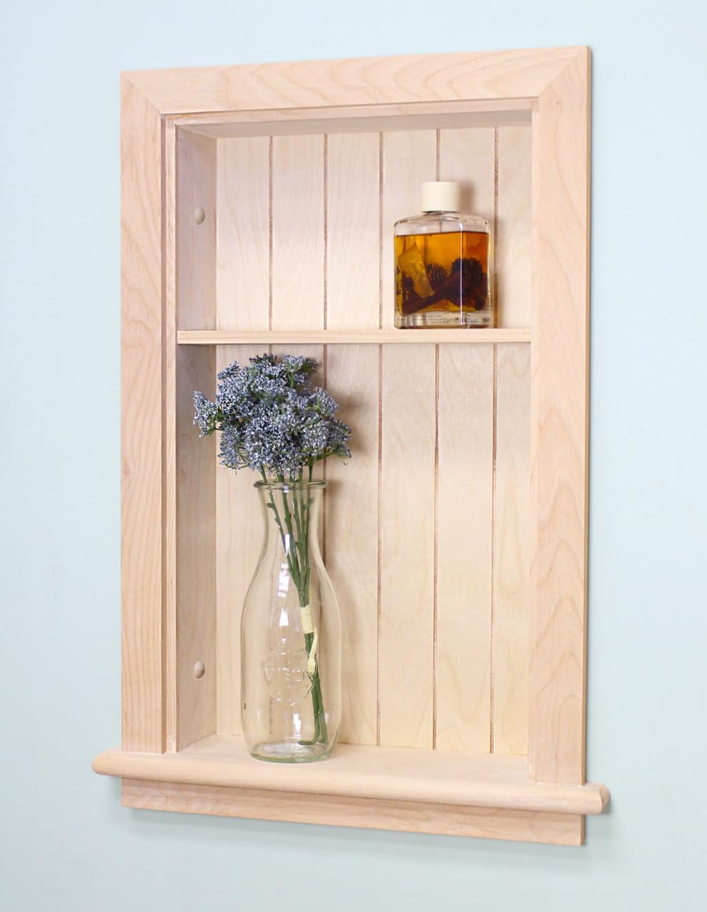 14x24 Recessed Aiden Wall Niche - Wall Shelf for Storage and Home Decor, 1 Shelf (Unfinished W/Beadboard Back)-image-46