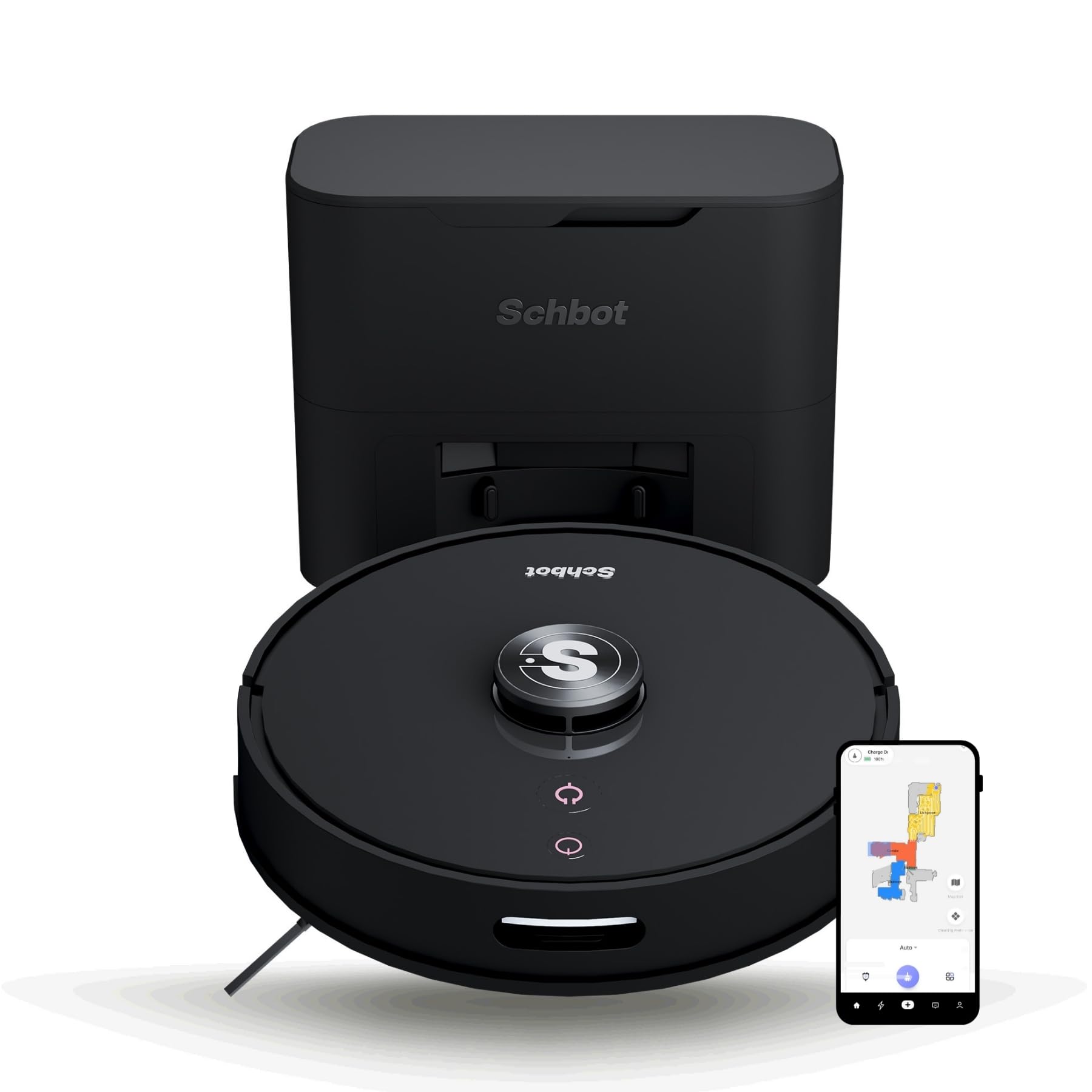 F2 Robot aspirateur Laveur avec Base d'Autovidage, 60 Jours d'Automatisation, Laser LDS, aspirateur Robot Laveur avec Station 3en1, Murs Virtuels, App/Alexa, Idéal pour Poils d'animaux