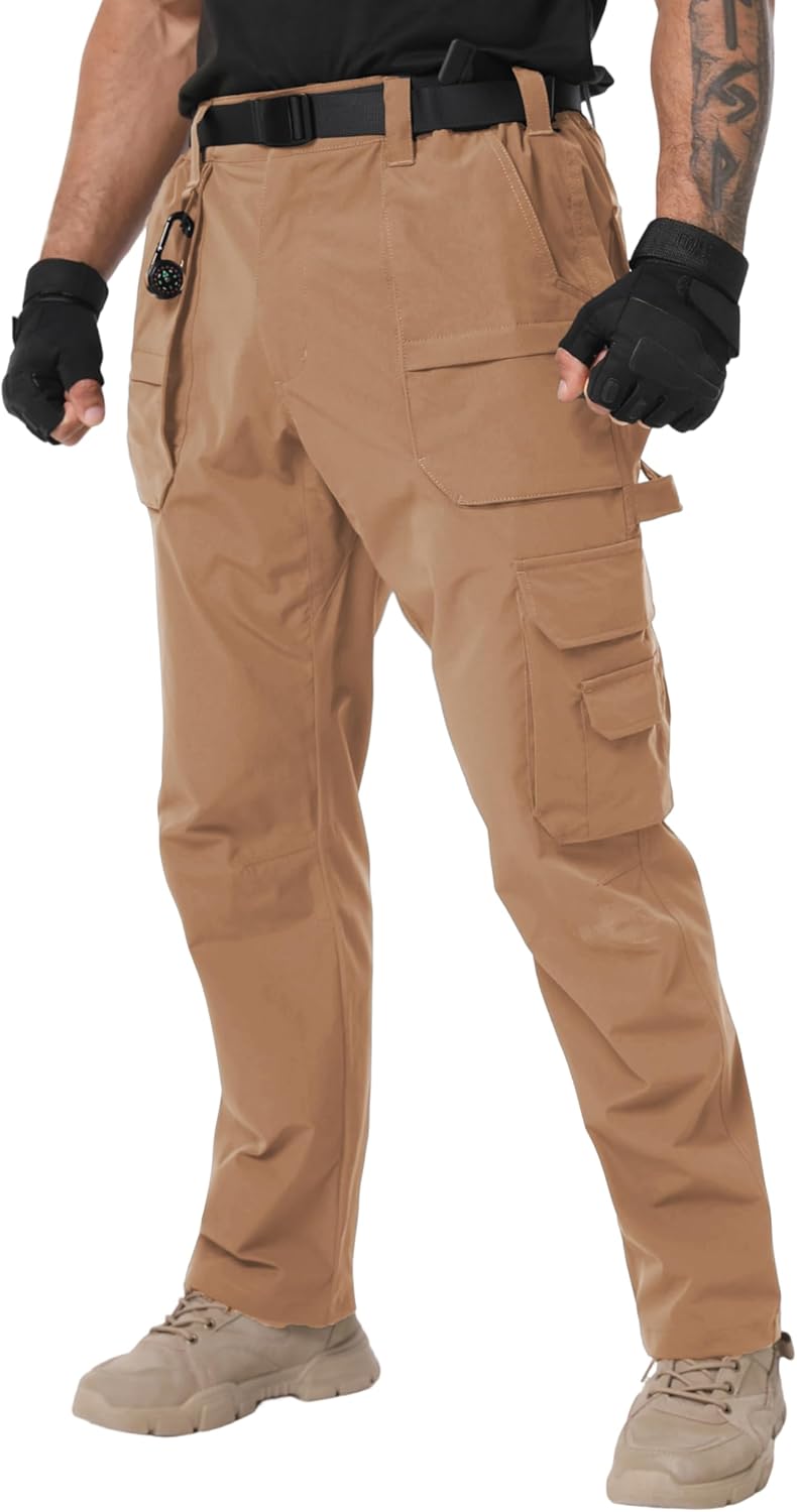NATUVENIX Tactical Pants for Men Stretch, Ripstop Mens Work Pants Lightweight Hiking Cargo Pants Men Water Resistant