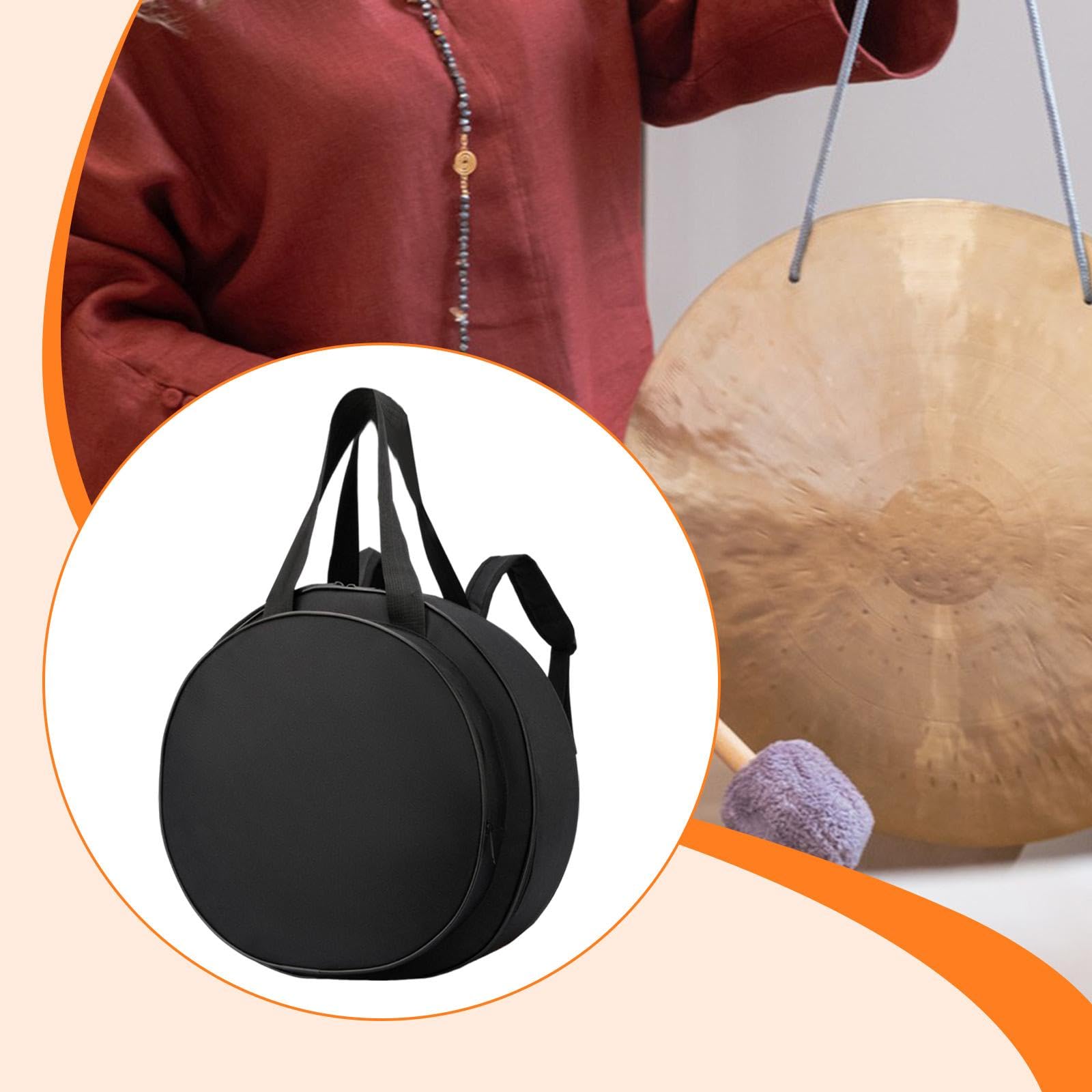 Gongtasche Trommeltasche Handtrommel Aufbewahrungstasche Wasserdicht Gepolstert mit Schultergurt für Proben Auftritte Musikunterricht Transport, Dia 17.7inch