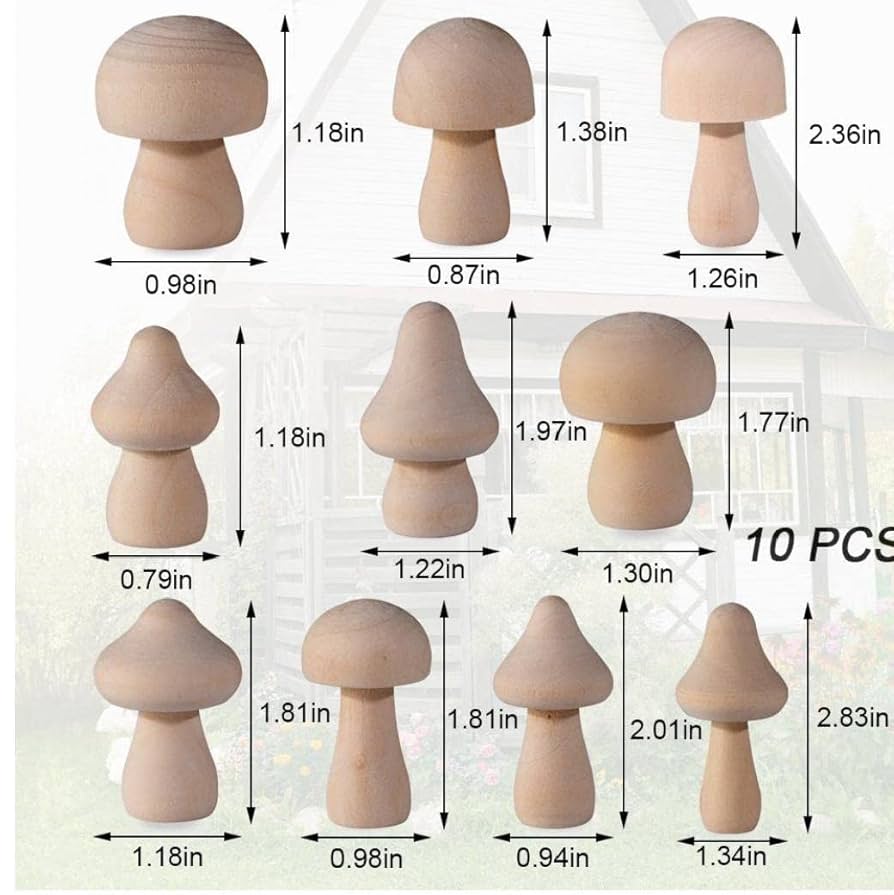 Amazon.co.jp: 木製のきのこ 未完成の未塗装の天然木製のきのこ