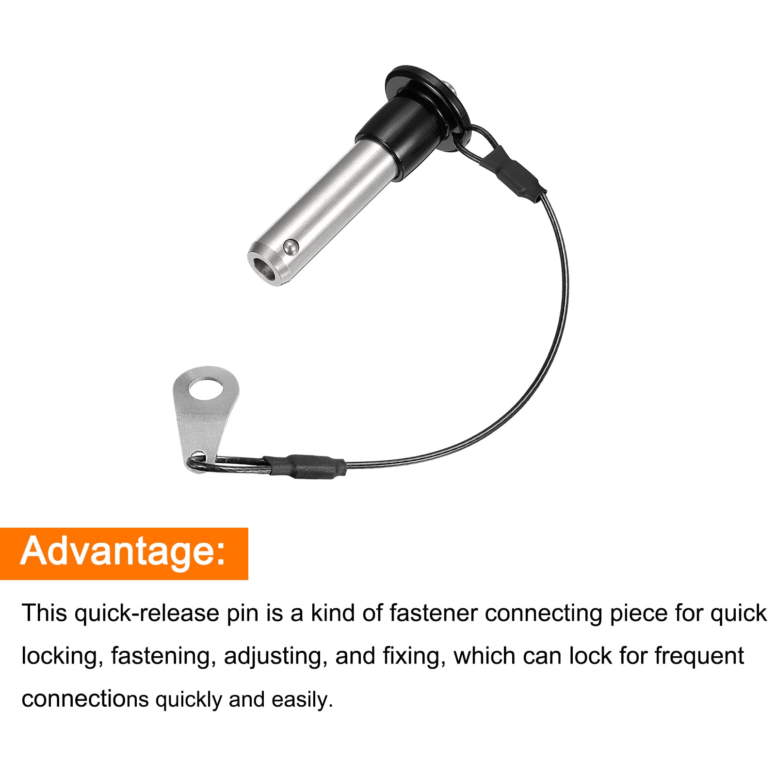 sourcing map Pasador de Bola, Pasador de Liberación Rápida con Bloqueo de Botón a Presión de Acero Inoxidable 304 con Alambre de 24cm (12mm-32mm)