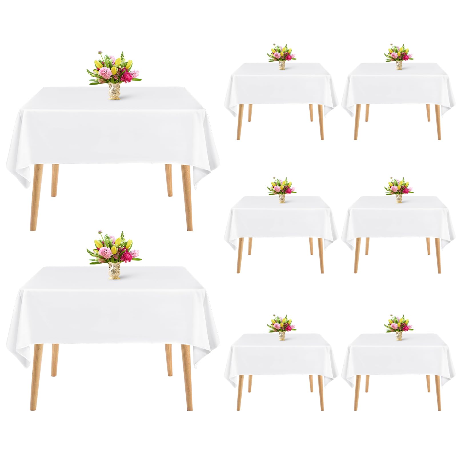 YMHPRIDE 8 Packs Square Tablecloth 52 x 52 Inch White Square Table Cloth, Washable Polyester Fabric