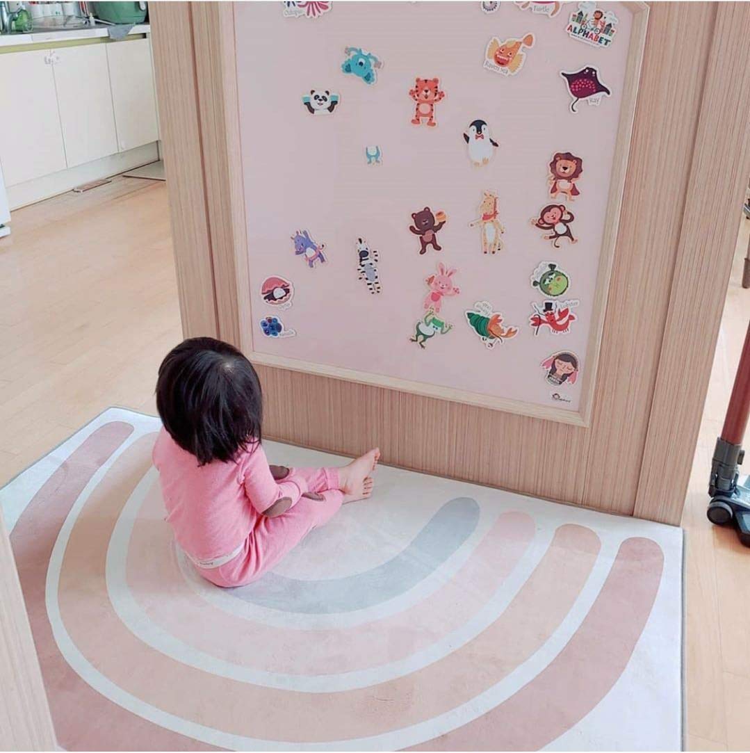 Cute Baby Teppich, Kaschmirimitat Regenbogen-Krabbeldecke,Baby Spielmatte Kinderteppich Decke Baby Aktivität Raumdekoration Crawling Decke Pad 145 * 105CM