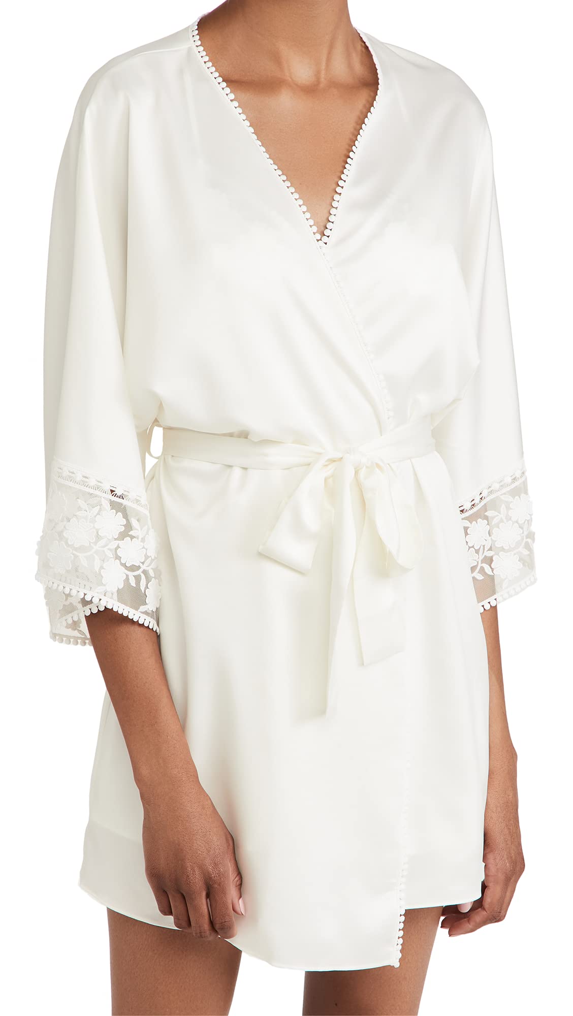Flora Nikrooz Womens Kylie Charmeuse Wrap with Lace