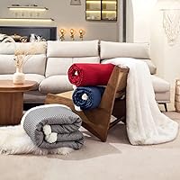 Vista 7 de downluxe Manta Sherpa para sofá, manta suave de punto gofre grueso gris para sofá y cama, 50 x 60 pulgadas