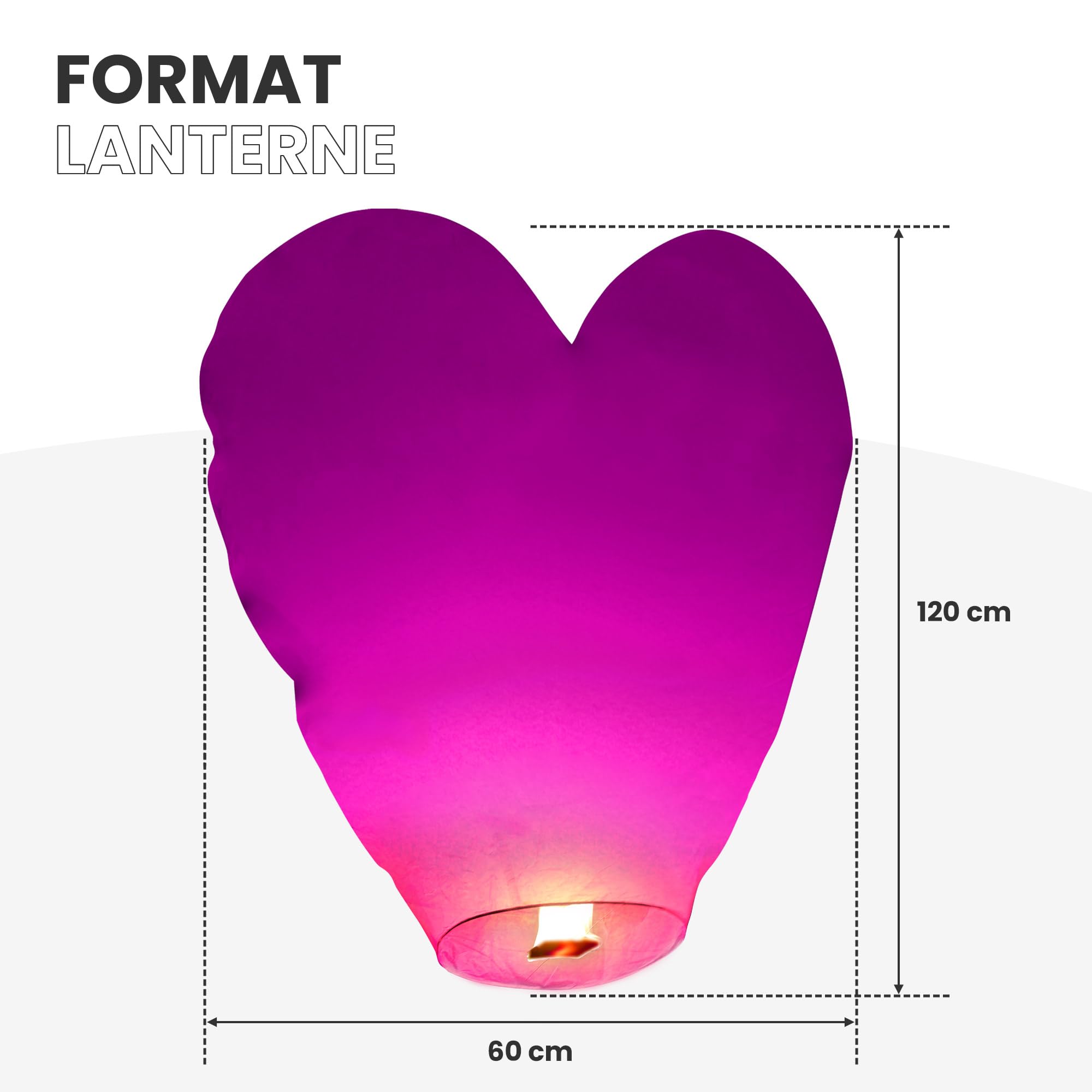 Lot de 10 Lanterne Volante en forme de coeur 60 x 120 cm - 10x Lanterne Chinoise Volante Rose - Lanterne Papier idéal pour soirée romantique, St Valentin et mariage en extérieur