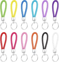 Lot de 12 Porte-clés Tressés en Corde, Multicolore, avec Anneau en Métal