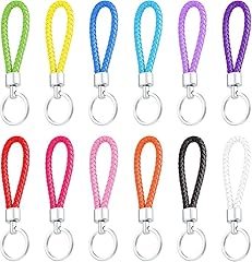 vutizal Set di 12 Portachiavi Intrecciati in Corda, Multicolore, con Anello Portachiavi in Metallo