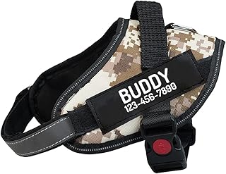 Custom Dog Harness, Personalized No Pull Pet Vest with Name and Phone Number Tag for Small Medium and Large Breed(Camouflage White,S)