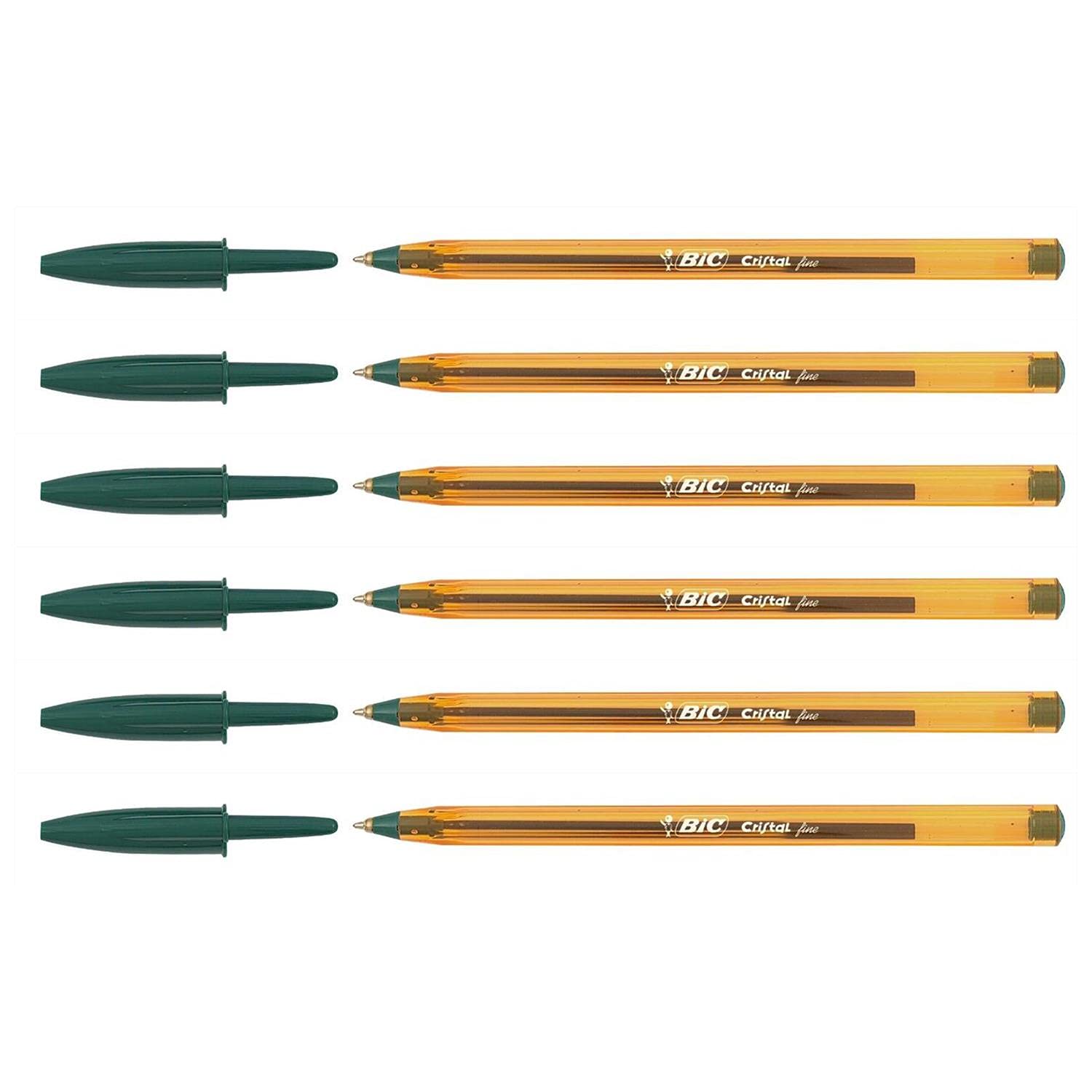 BIC Set of 6 ballpoint pens 'glass' orange fine tip green