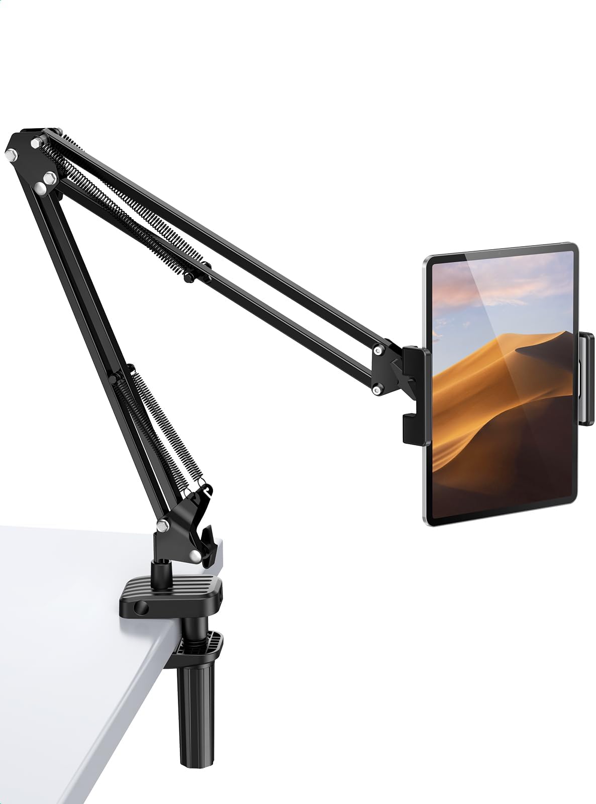 UGREEN iPad Stand Tablet Mount Holder for Bed Adjustable Tablet Arm Mount for Desk Aluminum Alloy Cell Phone Stand for Bed Compatible with iPhone 17 Pro Max iPad Pro/Air/Mini Galaxy S26/25 Ultra Black