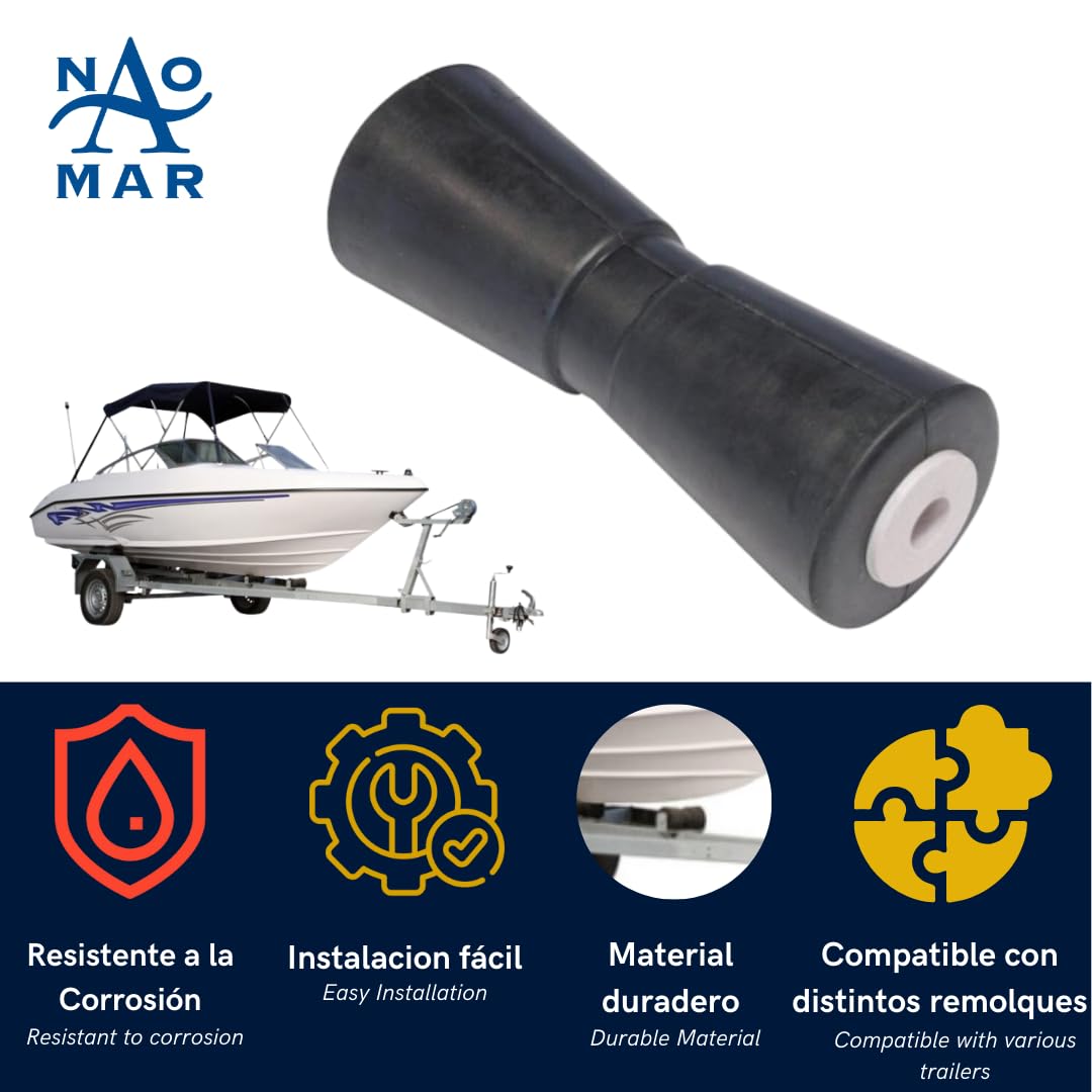 Rodillo de Quilla para Remolque de Barco, Goma y Plástico, Reduce Fricción y Desgaste del Casco, Rodillo de Caucho para Remolque Náutico