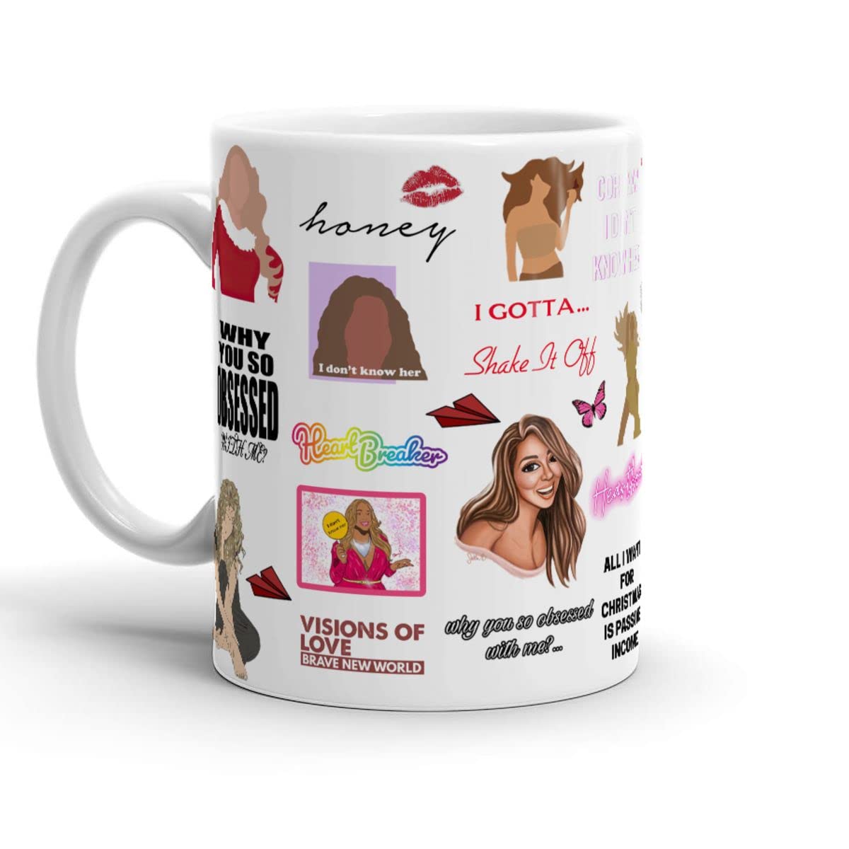Coffee Mug Mariah 11oz 15oz Carey White Ceramic Collage Gifts Classic Mug For Coffee, Latte, Chocolate Or Tea