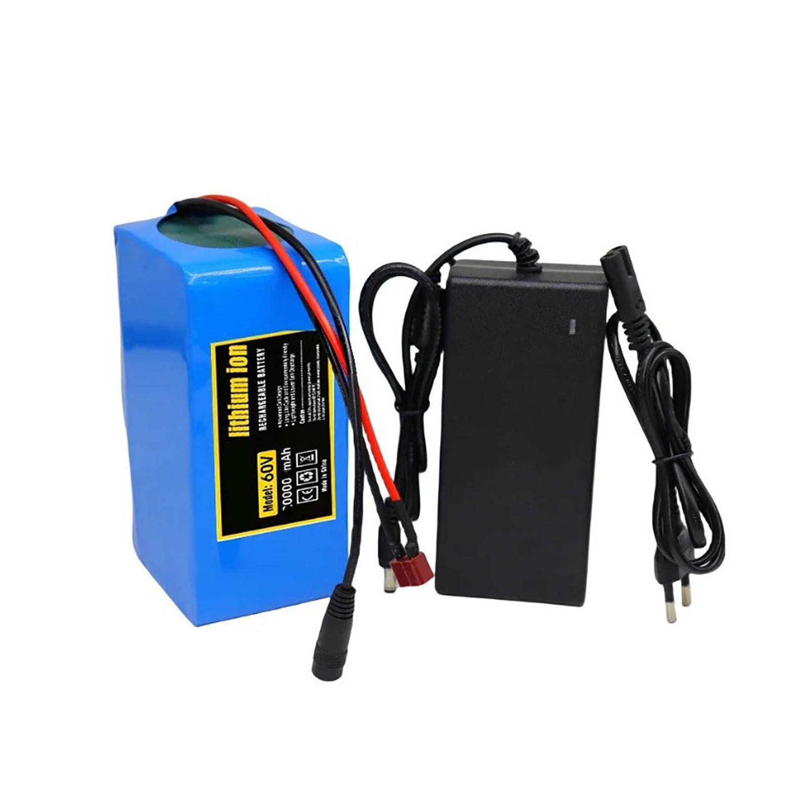 60V Lithium Ion Battery, 60V 30Ah 16S2P Lithium-Ion Battery Packs,with BMS + 67.2V 2A Charger, for 500W-800W Motor E-Bike Electric Bicycle Scooter XT60