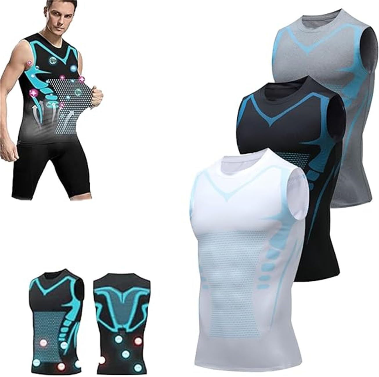 Vitaboost Kompressionsshirt, 2024, ionische Formung, ärmelloses Kompressions-Tanktop, ärmelloses Sportshirt für Herren, um einen perfekten Körper aufzubauen