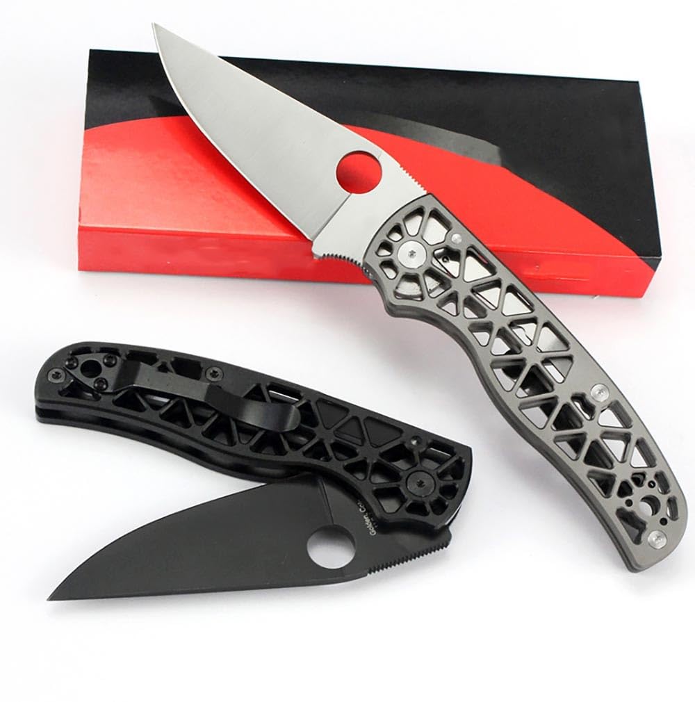 Klappmesser 8.23" Taschenmesser Hohl aus Alu Schwarz Edelstahl S30V & Kugellager, Scharfe stahl loch klinge messer, Kleine Outdoor Messer Survival Edc Jagdmesser einhandmesser, Tragbare camping messer