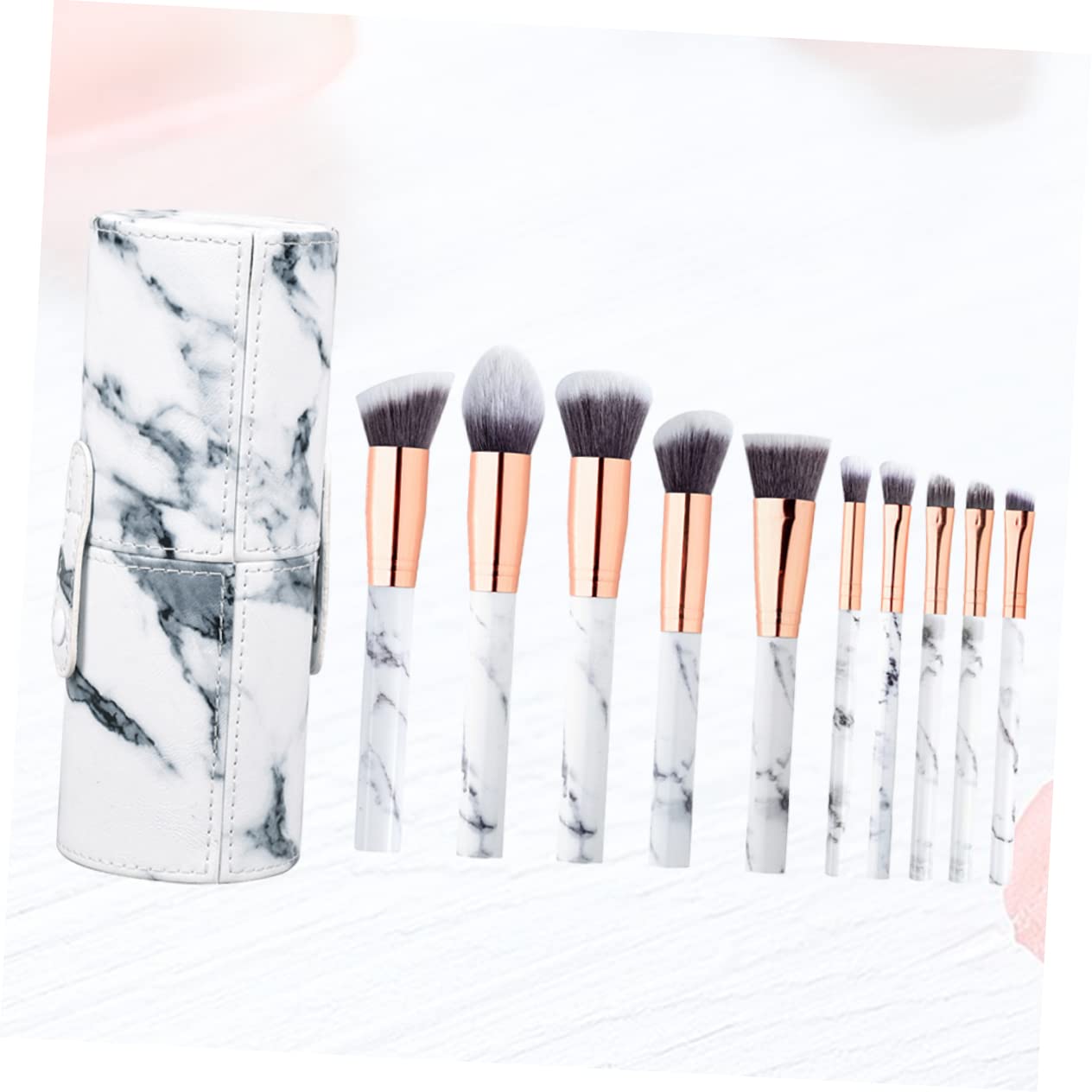 DOITOOL 30stücke Teiliges Set Tragbare Kosmetikpinsel Mit Marmor-design Für Flüssige Und Pudrige Make-up-anwendungen Inklusive Aufbewahrungsetui Für Unterwegs