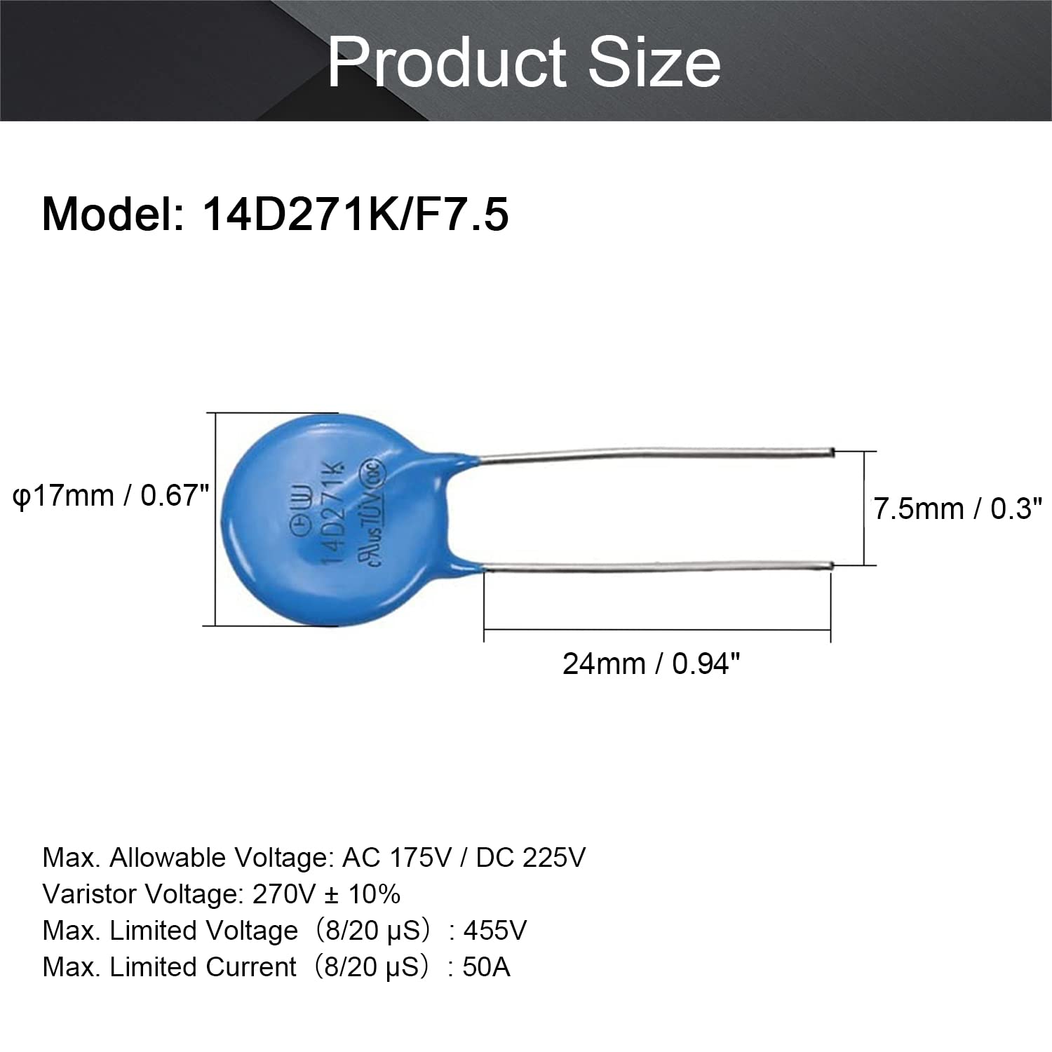 10D-431K 430V Varistoren Varistor Inline Hochwertiger 10 mm Durchmesser Heimgebrauch für den industriellen Einsatz