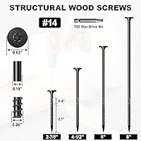 Vista 2 de Tornillos para madera de alta resistencia #14, tornillos de cubierta con accionamiento de estrella, tornillos de madera resistentes a la corrosión