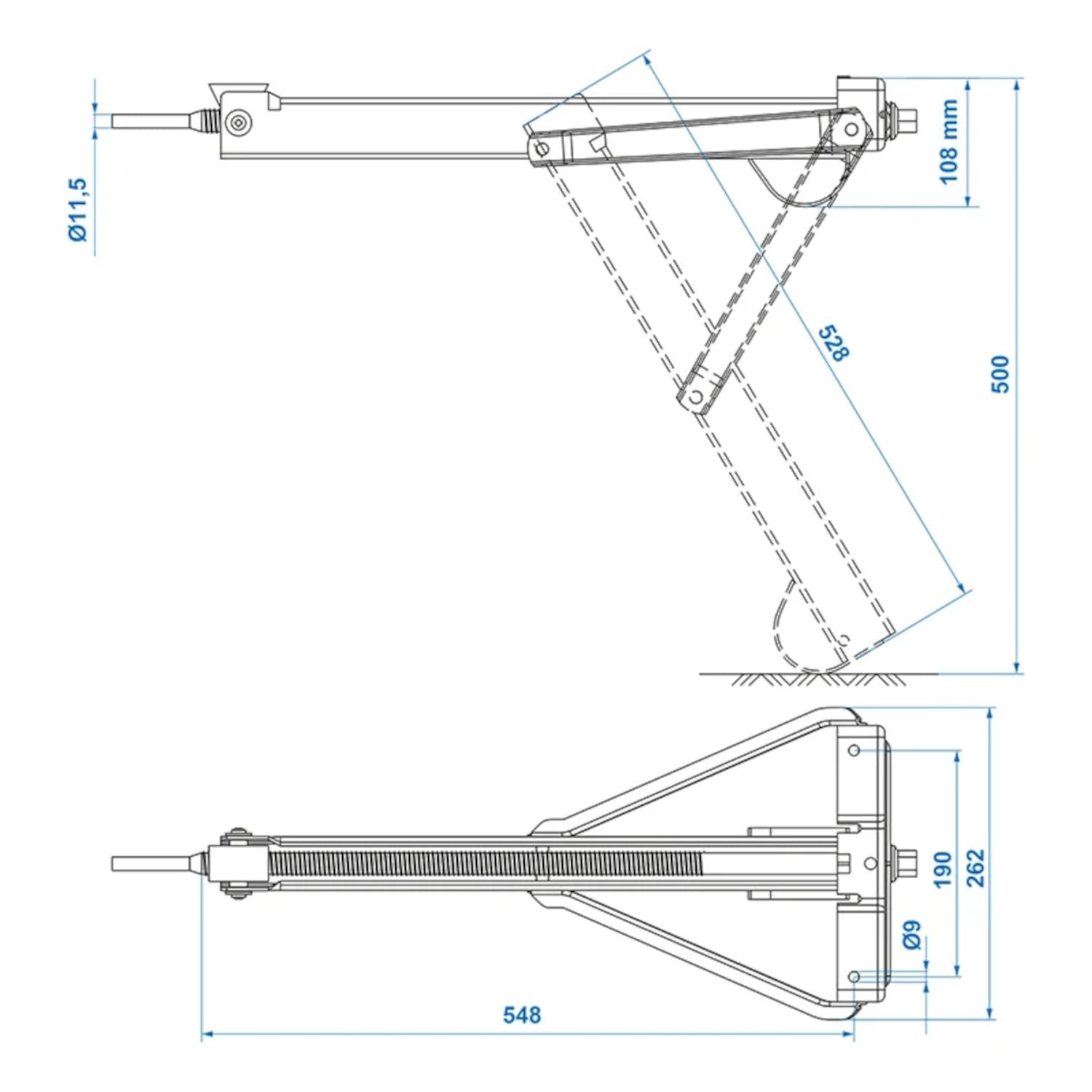 ProPlus 1 x supporto per roulotte 800 kg – Supporto manovella 605 x 260 mm H500 mm con forti mandrini trapezoidali – Supporto per roulotte